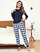 Bresdk Schlafanzug Damen Lang Pyjama Baumwolle Hausanzug mit Taschen Lounge Set Blau L