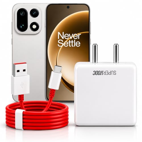 Image of 80W Supervooc Charging Charger with 1M Type-C Cable for OnePlus 15R /15 /13s /13 /12 /12R /11 /11R /Nord CE6 Lite /Ce6 /6 /5 /Ce5 /iQOO| Supports Dash /Wrap /Superdart /Vooc|80Watt Fast Charge Adapter-White