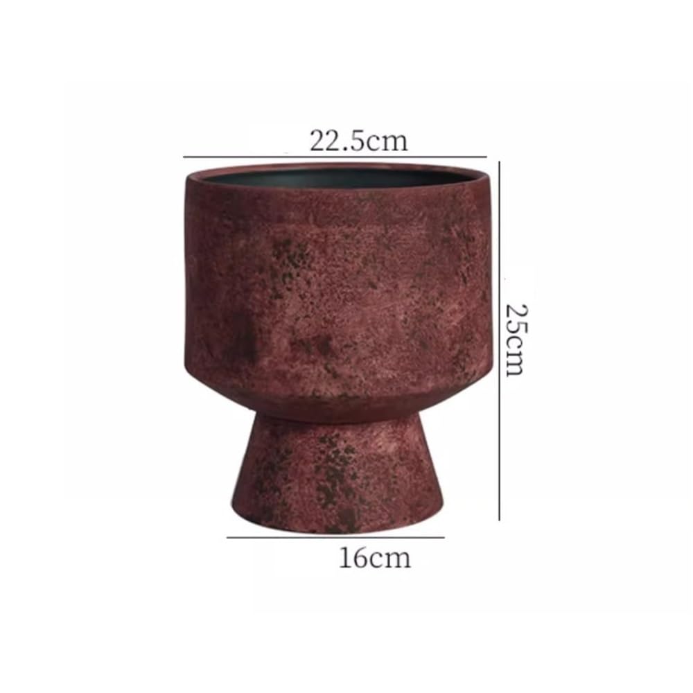 Pot de Fleur Grand Pot de Fleurs de 22,5 cm, léger, Luxueux, Simple, Haut, for Salon, Art créatif, rétro Pots de Plantes en céramique(Red)