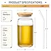 VITEVER [ 20pcs Set ] Glass Cups with Bamboo Lids and Glass Straw - Beer Shaped 16 oz Iced Coffee Drinking Glasses, Cute Tumbler Cup for Smoothie, Boba Tea, Whiskey, Water