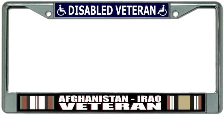 Afghanistan Iraq Disabled Veteran Chrome License Plate Frame