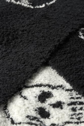 Image of Barefoot Dreams CozyChic Skull Stroller Blanket, Black-Cream, 30 inchx40 inch