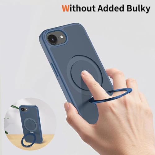 Image of Magnetic for iPhone 16E Case, 6.1 inch, Compatible with MagSafe, Rugged Kickstand, Not-Yellowing Military-Grade Protection, Matte Blue