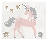 Sweet Jojo Designs Pink, Grey and Gold Accent Floor Rug or Bath Mat for Unicorn Collection