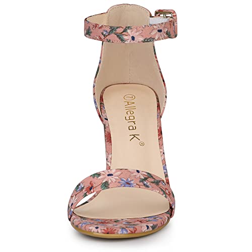 Image of Allegra K Women's Floral Print Open Toe Block High Heels Summer Sandals