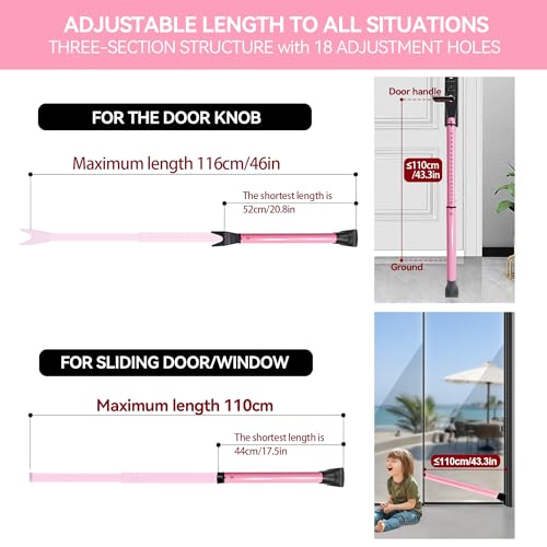 AceMining Upgraded Door Security Bar & Sliding Patio Bar, Heavy Duty Stoppers Adjustable Jammer for Home, Apartment, Travel (1 Pack,Pink) by AceMining - Image 3