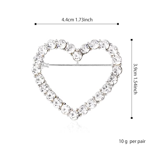 Image of Love Heart Pearl Hollow Out Brooch for Women Elegant Crystal Rhinestone Love Heart Brooches Pin Wedding Party Clothes Accessories Valentines Birthday Jewelry Gifts