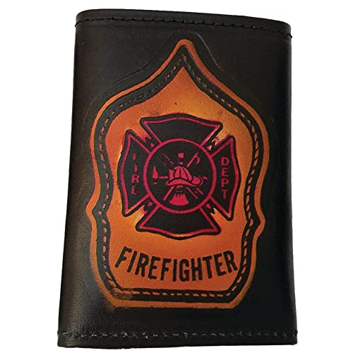 Embossed Men's Leather Wallet (Trifold Embossed - Firefighter)