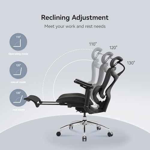 Image of SIHOO Doro C300 Ergonomic Office Chair with Footrest, Ultra Soft 3D Armrests, Dynamic Lumbar Support for Home Office Chair, Adjustable Backrest Desk Chair, Swivel Big and Tall Computer Chair (Black)