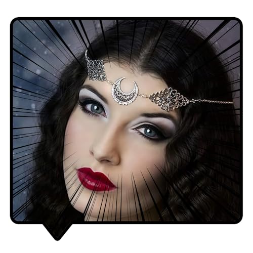 Doubnine Crescent Moon Boho Head Chain Pendant Gothic Forehead Headpiece Headband Retro Hair Accessories Wedding Head Dress for Women Bride Women Girls