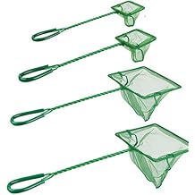 4 Pack Aquarium Fish Net Fine Quick Catch Mesh Nylon Fishing Catch Nets with Plastic Handle for Fish Tank Mesh Nets Scoop - Green
