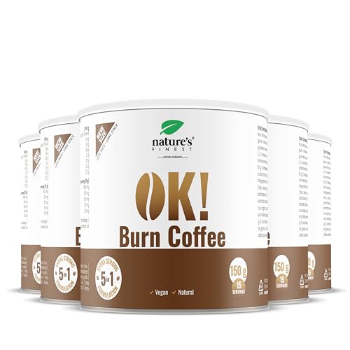 Nature's Finest OK! Fatburn Coffee, Instant Kaffee Pulver mit L-Carnitin, Guarana und Holunder - Idealer Abnehmen Kaffee und Natürlicher Energy Drink, Veganer Kaffee, Glutenfrei - 750 g