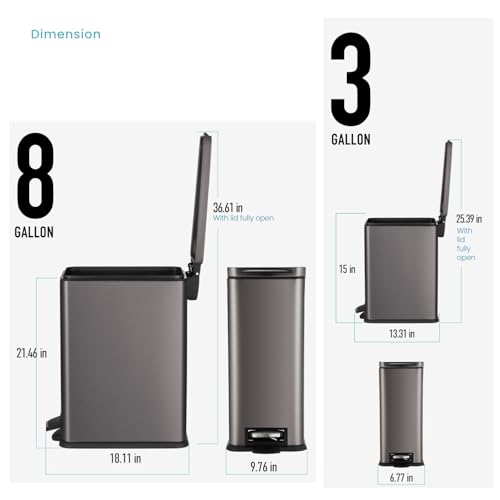 Set de 2 Canecas de Basura Negra Acero Inoxidable miniatura 3