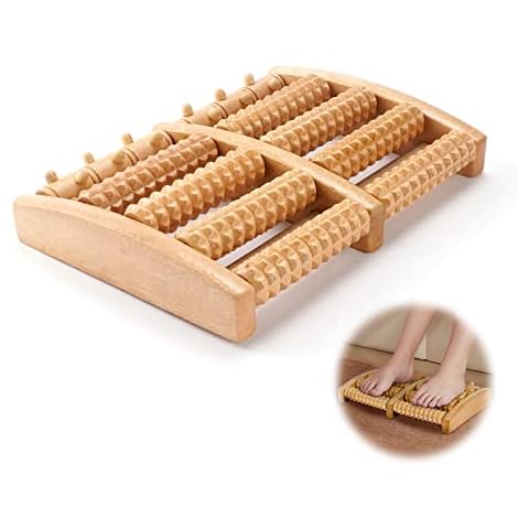 Dual Foot Massager Roller Wooden with Kneading Nubs and Massage Grooves for Plantar Fasciitis, Heel, Arch, Foot Pain, Muscle Ache, Stress Relief, Acupressure Points,Gifts for Elder, Women, Men Cover