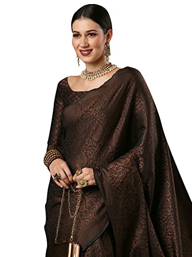 AKHILAM Indian Women's Navy Blue Woven Design Banarasi Silk Saree with Unstitched Blouse Piece (SOHNA2001_Parent)