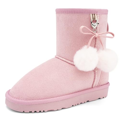 Stelle Girls Boys Boots Kids Snow Winter Boots Outdoor Ankle Warm Slip On Faux Fur Lined Lightweight Shoes(Toddler/Little Kids/Big Kids)