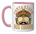 Fantastaco Bus Driver Cinco De Mayo Taco School Bus Driver Ceramic Mug, Pink/White