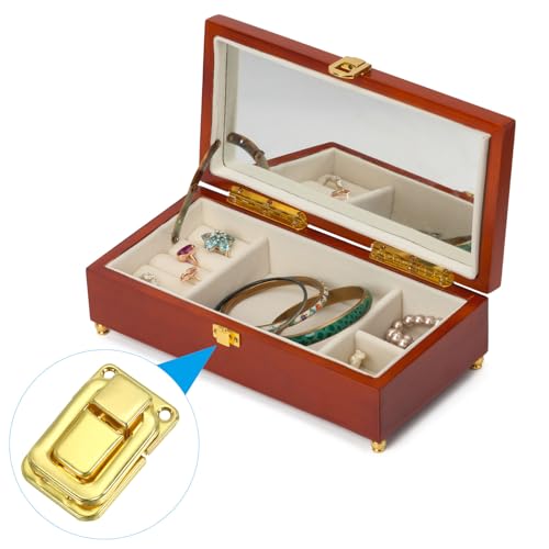 Image of PATIKIL Toggle Catch Lock 1.5 inch x 1 inch, 18 Pack Metal Buckle Hasp Lock Latch Clasp for Jewelry Box Wooden Case Decoration, Gold