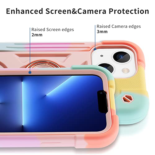 Image of MARKILL Compatible with iPhone 13 Mini /iPhone 12 Mini Case 5.4 Inch with Built-in 360Rotating Ring Stand, Military Grade Drop Protection Full Body Rugged Heavy Duty Case.