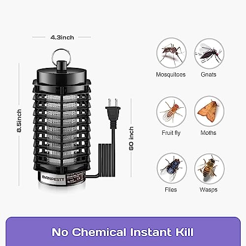 Bug Zapper, 3000V High Powered Mosquito Fruit Fly Zappers Killer, Insect Fly Swatter Zapper Mosquito Trap Outdoor, Fly Traps, Gnat Killer for Indoor, Home, Garden, Backyard (2Pc-Black)