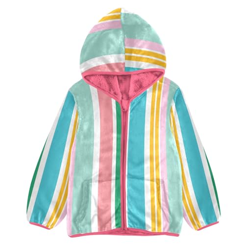 GuoChe Heerful Colors Interesting Stripes Toddler Sherpa Jacket