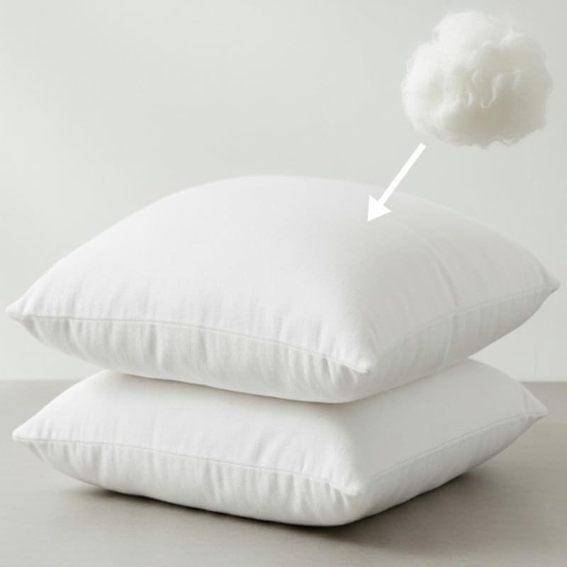 Bird Wing Set of 2 Fiber Filled Cushion Pillows Insert, Square Throw Pillows Insert Fluffy Thick Filling | Inner Shams Stuffer Cushion for Bed Soft and Couch. Size : 16x20 Inch-image-6