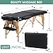 Ruesleag Massage Table 84’’ Portable Massage Spa Bed Height Adjustable　2-Fold Massage Bed Physical Spa Bed Facial Cradle Salon Bed Face Cradle & Carry Case& Headrest, Armrests,Black