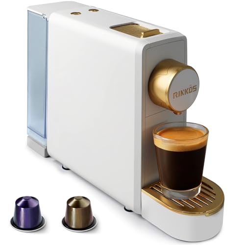 Espresso Machine Compatible with Nespresso Original Capsules, 20 Bar Italian High Pressure Pump Pod Coffee Maker, Programmable Mini Espresso & Lungo Coffee Machine with 18oz Water Tank - White by Rinkos - Used condition - US$110.95