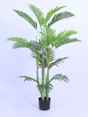 Image of ARICK DECOR 4.3Ft Artificial Golden Areca Palm Plant in Black Pot, 4.3ft Large Faux Tropical Palm Tree for Home Decor, Office, Living Room & Corner Accent