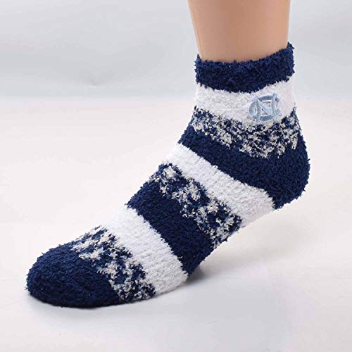 For Bare Feet NCAA RMC Pro Stripe Fuzzy Sleep Soft Sock -North Carolina Tar Heels-Size-Medium