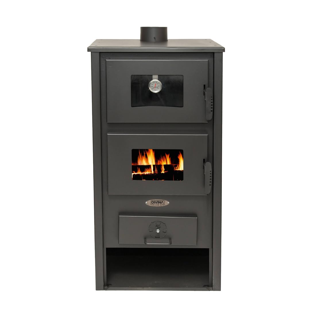Stufa a legna con forno in acciaio ANYA 12,2 KW L 52 x P 46 x H 105