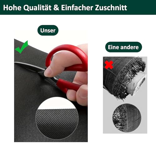 KOETBURG Unkrautvlies 100g/m² Extra Stark – 1m x 10m Unkrautfolie mit versiegelten Kanten – Wasserdurchlässiges Gartenvlies inkl. 8 Erdnägel mit Unterlegscheiben & Handschuhe – UV-Stabil & Reißfest