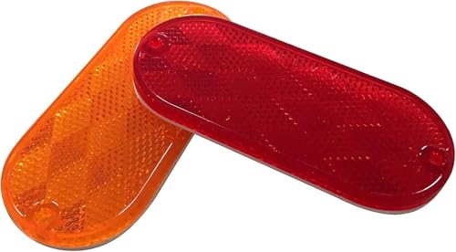 Image of MAXXHAUL 51018 Oval Reflectors 4 Red and 4 Amber Self Adhesive or Drill Mount-DOT 8 pack for Trucks RV's Campers Bike Racks Cargo Carriers 4-3 /8 inch x 2 inch x 1 /4 inch