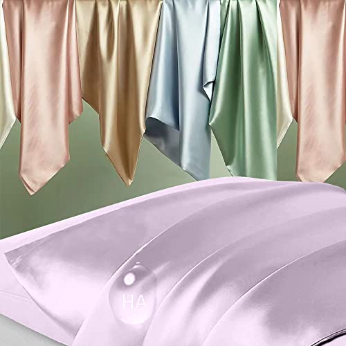 Image of Silk Pillowcase 2 Pack, Natural Mulberry Silk Pillow Case, Anti Acne Silk Pillowcase for Hair and Skin, King Size Silk Satin Pillowcase Set of 2 with Hidden Zipper, Gifts for Women Men, Lavender