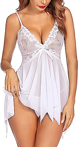 Image of Nightwear for Girls - Babydoll Lingerie for Women - Lace Sleepwear Dress - Honeymoon Nightwear