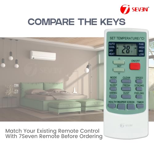 Image of 7SEVEN Compatible Air Conditioner remotes for Original Voltas AC Remote Control Suitable for 1 1.5 2 ton Split or Window ac - Match Exactly with Old Model 45 Remote for Better Performance