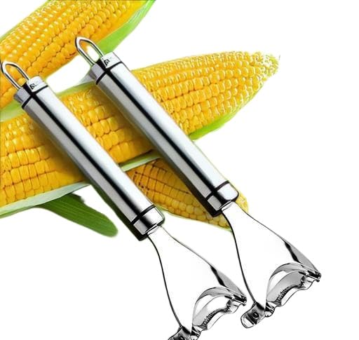 1pcs Corn Peeler, Stainless Steel Corn Stripper Magic Corn Peeler Corn Thresher with Ergonomic Handle (Silver)