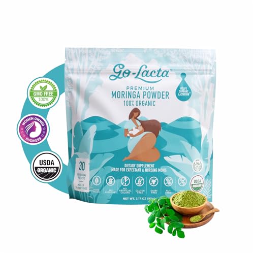 Image of Go-Lacta® Super Moringa Powder: Boost Breast Milk Naturally! 30 3g Packets of Pure Organic Moringa - Perfect for Moms, 100% Vegan