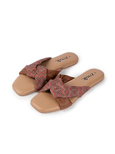 Image of ZOUK 100% Vegan Leather Handcrafted Women's Cross Sliders