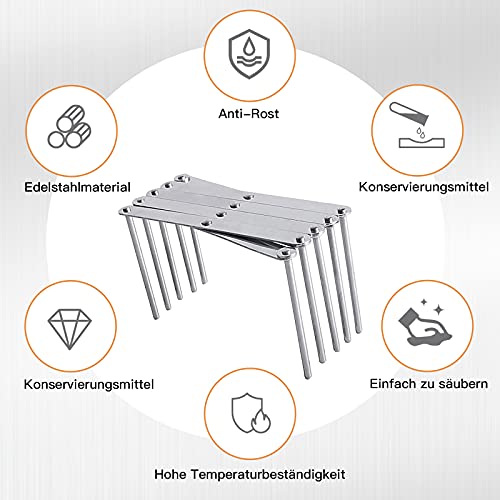 Foto von MOSNOW Spareribs Halter Grill, 2er Set Rippchenhalter Edelstahl BBQ Grillrost Faltbare Topfdeckelhalter Barbecue Grillpartys im Freien für Holzkohlegrill Gasgrill