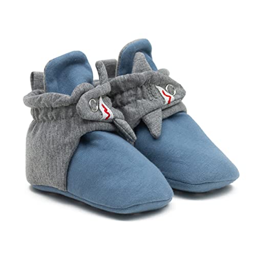 Image of Robeez Baby Girls and Boys Crib Cotton Snap Booties with Slip-Resistant Soles for Infant and Toddler, 0-18 Months