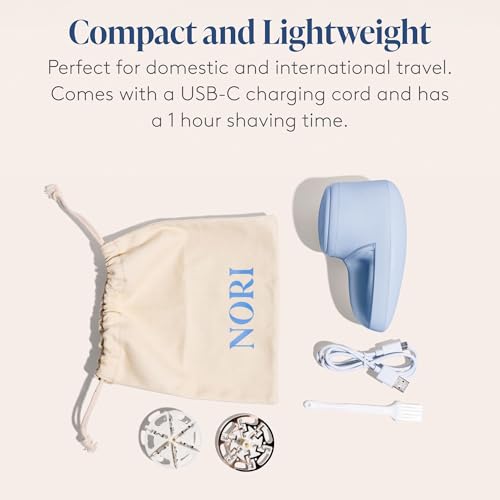Nori Trim Fabric Shaver - Lint Remover for Clothes & Furniture Couch Pilling - Sweater Pill Remover - Clothes Shaver with 6 Precision Blades - Wireless and Rechargeable - Blue - Image 3