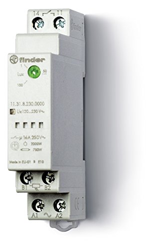 Finder 113100240000PAS - Interruttore crepuscolare 1 NO 16 A 110 A 24 V AC/DC debole, larghezza 17,5 mm