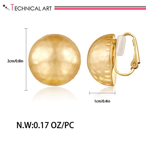Pendientes Clip On Dorados Redondos para Mujer miniatura 6
