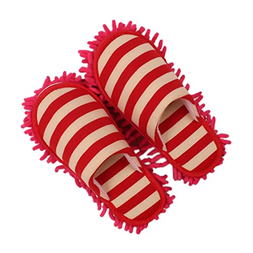 VALICLUD 1Par Zapatillas de Limpieza de Piso de Microfibra Roja Antideslizantes y Cubiertas para Limpieza del Mopa para Trapeador y Limpieza de Superficiestamaño