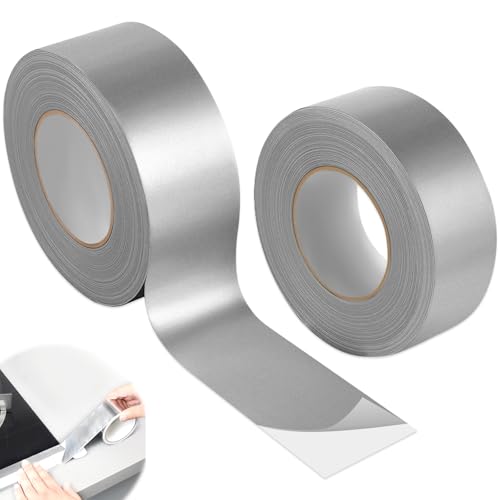 2 x Aluminium Waterproof Sealing Tape, 5 cm x 50 m Alu Heat Resistant Durable Adhesive Seal Resistant Silver for Ventilation Systems Barriers Vapor Repairs Insulation