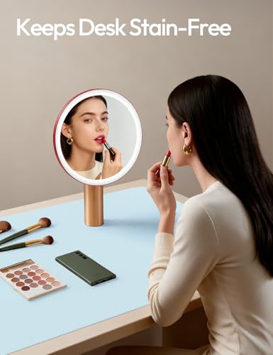 Image of YSAGi Leather Desk Protector, Office Mat, Large Mouse Mat, Non-Slip PU Leather Blotter, Laptop Pad, Waterproof Writing Pad for Office and Home (Baby Blue, 47.2 inch x 23.6 inch)