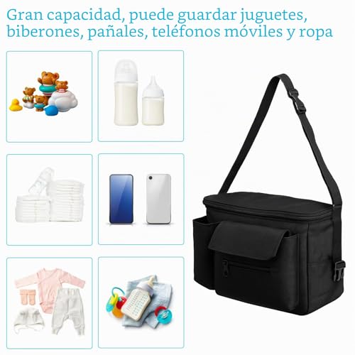 Miniatura 3 de Zmdmah Bolsa Carro Bebe, Bolso Carrito Bebe, Bolso Para Carro Bebe, Bolso Bebe, Bolsa Carrito Bebe, Bolsos Carro Bebe Compatible Con Doona, Baby Jogger Y Uppababy Negro