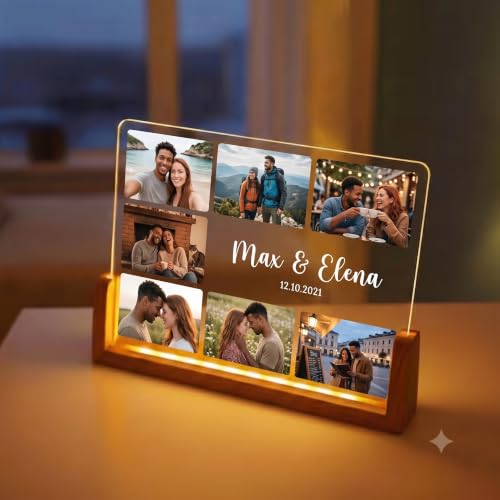 Image of Customized Photo Led Light With Adapter Frame for Couples | Personalized Picture Frame Wooden Stand | Custom Gift | Romantic Anniversary, Wedding, Birthday valentine's day for Gift Him or Her (U-Shape Frame)