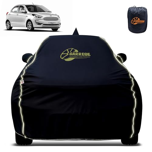Image of Reflector Waterproof Car Cover for Ford Figo with Mirror & Antenna Pocket | All Weather Protection | Washable Fabric | Black Color